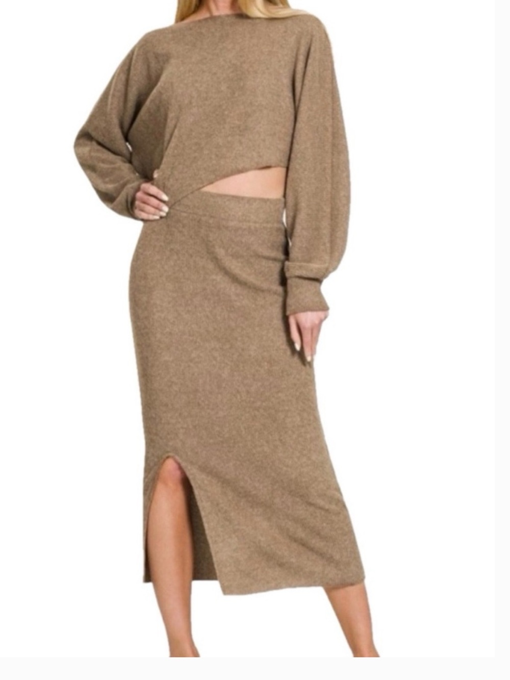 NWOT Zenana Ribbed Skirt & Top Set